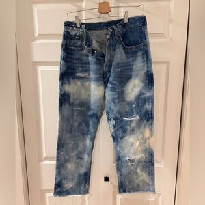 Levi’s Women’s Vintage Bleached Distressed Blue 501 Jeans